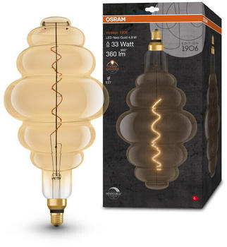 Osram LED Lampe ersetzt 33W E27 Spezialform in Gold 4,8W 360lm 2200K dimmbar 1er Pack gold / messing