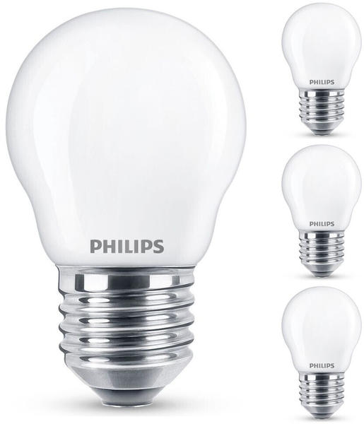 Philips LED Lampe ersetzt 40W, E27 Tropfenform P45, weiß, warmweiß, 470 Lumen, nicht dimmbar, 4er Pack weiß