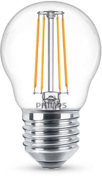 Philips LED Lampe ersetzt 40W, E27 Tropfenform P45, klar, warmweiß, 470 Lumen, nicht dimmbar, 1er Pack transparent