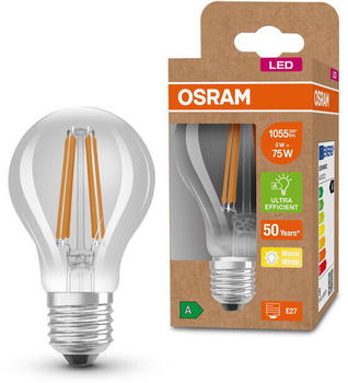 Osram LED Lampe ersetzt 75W E27 Birne - A60 in Transparent 5W 1055lm 3000K 1er Pack transparent