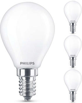 Philips LED Lampe ersetzt 25W, E14 Tropfenform P45, weiß, warmweiß, 250 Lumen, nicht dimmbar, 4er Pack, weiß