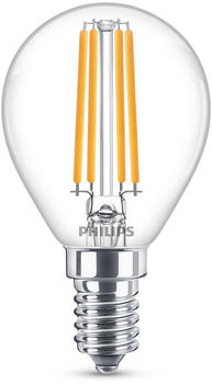 Philips LED Lampe ersetzt 60W, E14 Tropfenform P45, klar, warmweiß, 806 Lumen, nicht dimmbar, 1er Pack transparent