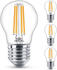 Philips LED Lampe ersetzt 60W, E27 Tropfenform P45, klar, warmweiß, 806 Lumen, nicht dimmbar, 4er Pack transparent