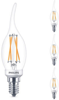 Philips LED Lampe ersetzt 40 W, E14 Kerzenform B35, klar, warmweiß, 475 Lumen, dimmbar, 4er Pack transparent