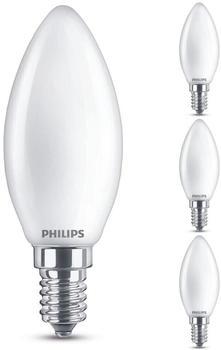 Philips LED Lampe ersetzt 40 W, E14 Kerzenform B35, weiß, warmweiß, 475 Lumen, dimmbar, 4er Pack weiß
