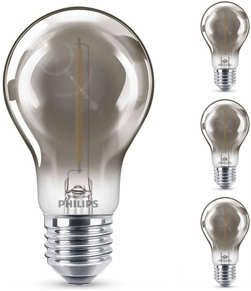 Philips LED Lampe ersetzt 11W, E27 Standardform A60, Grau, warmweiß, 136 Lumen, nicht dimmbar, 4er Pack grau
