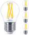 Philips LED Lampe ersetzt 60W, E27 Tropfenform P45, klar, warmweiß, 810 Lumen, dimmbar, 4er Pack transparent