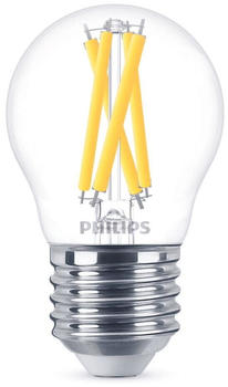 Philips LED Lampe ersetzt 60W, E27 Tropfenform P45, klar, warmweiß, 810 Lumen, dimmbar, 1er Pack transparent
