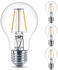 Philips LED Lampe ersetzt 40W, E27 Standardform A60, klar, warmweiß, 470 Lumen, nicht dimmbar, 4er Pack transparent
