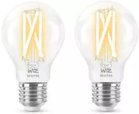 WiZ 60W E27 Standardform Filament Clear Warm- und Kaltweiß 2er-Pack - Weiß WiZ 60W E27 Standardform Filament Clear Warm- und Kaltweiß 2er-Pack - Weiß