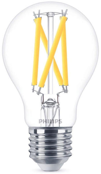 Philips LED Lampe ersetzt 75W, E27 Standardform A60, klar, warmweiß, 1080 Lumen, dimmbar, 1er Pack transparent