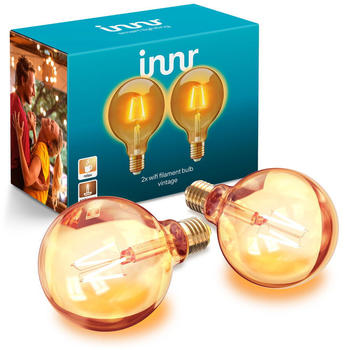 innr Wifi Smart LED, E27, Warmweiß, Filament Globe - Vintage, 2er Pack gold / messing