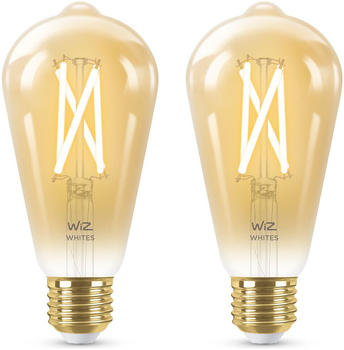 Wiz LED Smart Leuchtmittel in Amber 7W E27 ST64 640lm 2er Pack transparent