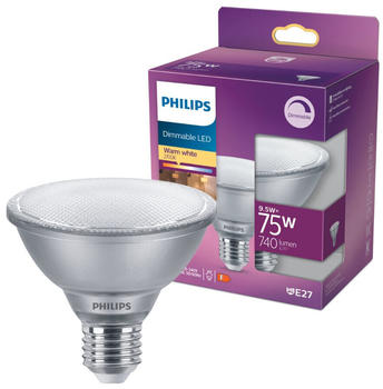 Philips LED Lampe ersetzt 75W, E27 Reflektor PAR30S, warmweiß, 740 Lumen, dimmbar, 1er Pack silber