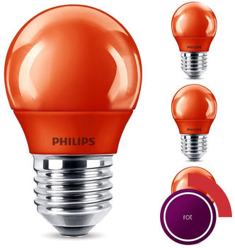 Philips LED Lampe, E27 Tropfenform P45, rot, nicht dimmbar, 4er Pack [Energieklasse C] rot