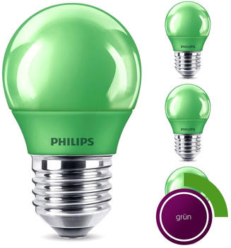 Philips LED Lampe, E27 Tropfenform P45, grün, nicht dimmbar, 4er Pack [Energieklasse C] grün