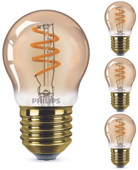 Philips LED Lampe ersetzt 15W, E27 Tropfenform P45, gold, warmweiß, 136 Lumen, dimmbar, 4er Pack gold / messing