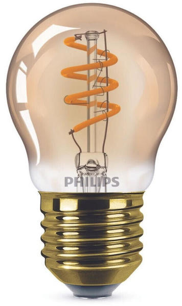 Philips LED Lampe ersetzt 15W, E27 Tropfenform P45, gold, warmweiß, 136 Lumen, dimmbar, 1er Pack gold / messing