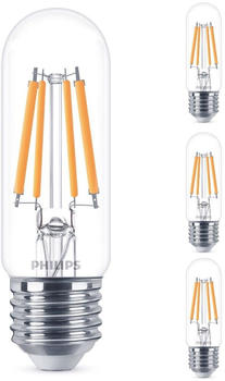 Philips LED Lampe ersetzt 60 W, E27 Röhrenform T30, klar, warmweiß, 806 Lumen, nicht dimmbar, 4er Pack transparent