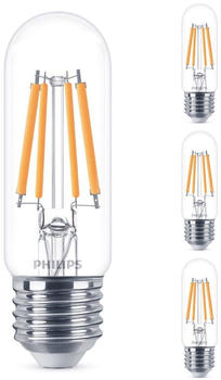 Philips LED Lampe ersetzt 60 W, E27 Röhrenform T30, klar, neutralweiß, 806 Lumen, nicht dimmbar, 4er Pack transparent