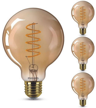 Philips LED Lampe ersetzt 25W, E27 Globe G93, gold, warmweiß, 250 Lumen, dimmbar, 4er Pack gold / messing