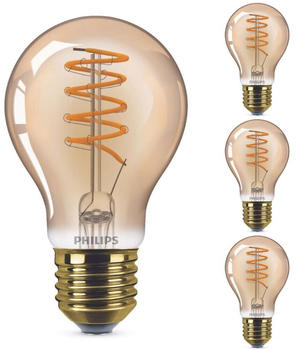 Philips LED Lampe ersetzt 25W, E27 Standardform A60, gold, warmweiß, 250 Lumen, dimmbar, 4er Pack gold / messing