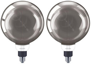 Philips LED Lampe ersetzt 25W, E27 Globe G200, grau, warmweiß, 200 Lumen, dimmbar, 2er Pack grau
