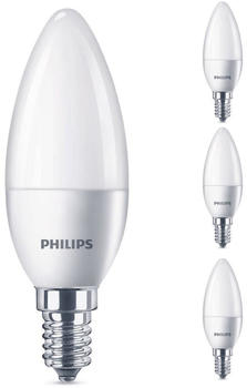 Philips LED Lampe ersetzt 40W, E14 Kerzenform B35, weiß, warmweiß, 470 Lumen, nicht dimmbar, 4er Pack weiß