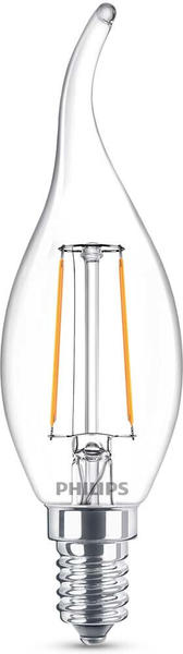 Philips LED Lampe ersetzt 25W, E14 Windstoßkerze BA35, klar, warmweiß, 250 Lumen, nicht dimmbar, 1er Pack transparent
