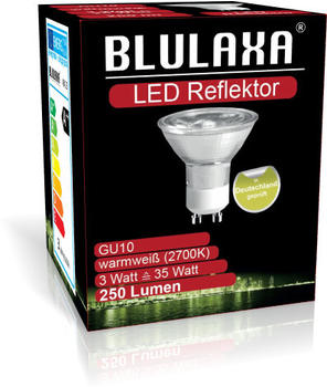 Blulaxa LED GU10 Reflektor 3W 250lm 2700K, 36&deg;, Glas, Halogenoptik