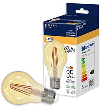 Müller-Licht LED-Filament-Lampe E27 4,5W 2.000K 400lm gold F