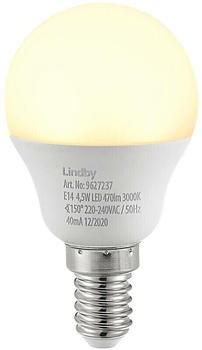 Lindby LED-Tropfenlampe E14 G45 4,5W 3.000K opal F