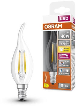 Osram E14 LED Kerzenlampe Superstar Plus HD LIGHTING Windstoßlicht Filament klar 3,4W wie 40W dimmbar warmweiß Ra90
