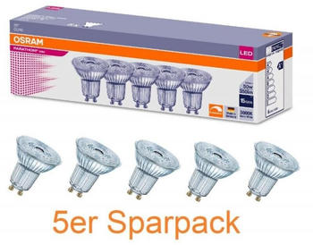 Osram 5er Pack GU10 PARATHOM Reflektor PAR16 36°-Winkel 4.5W wie 50W 3000K dimmbarer LED Strahler Akzentbeleuchtung