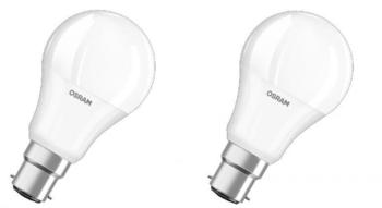 Osram 2er Pack B22d LED Lampen BASE weiß mattiert 8.5W wie 60W warmweißes Licht