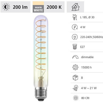 Eglo LED-Lampe E27 4W T30 2000K Filament irisierend dim