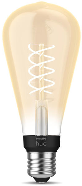 Philips Hue White E27 Filament LED Lampe, ST72, 550 Lumen, dimmbar Leuchtmittel 2100 Kelvin