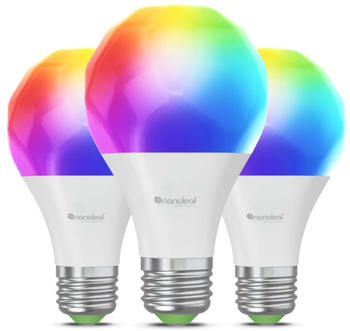 Nanoleaf Essentials Matter Leuchtmittel E27 - Birne A60 RGBW in Weiß 3x 8,5W 3300lm