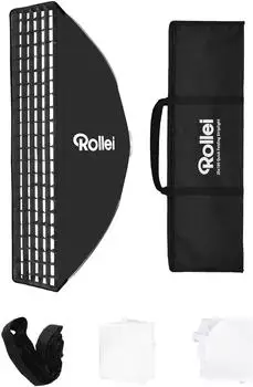 Rollei Quick Fold Striplight Softbox 25x100cm mit Diffusor, Gitter & Bowens-Anschluss (28918)