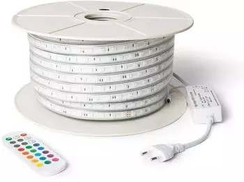 LEDKIA LIGHTING LED-Streifen RGB 220V 60LED/m 9,5W/m 50m IP65 mit IR-Fernbedienung (SMD)