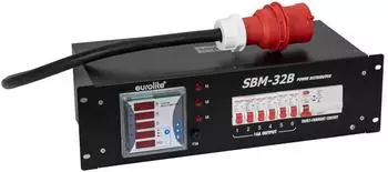 Eurolite SBM-32B Stromverteiler 32A mit Multimeter, 19" Geh&auml;use (30248401)