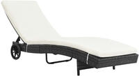 vidaXL Sonnenliege mit Rollen und Auflage Poly Rattan Schwarz