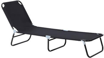 Outsunny Gartenliege mit verstellbarer Rückenlehne Stahl 188x56x28cm Schwarz