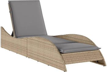 vidaXL Sonnenliege mit Auflage 60x205x73cm Poly Rattan Beige (368281)