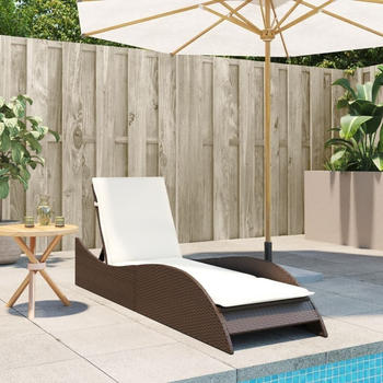 vidaXL Relaxliege mit Auflage 60x205x73 cm Polyrattan braun/wei&szlig;