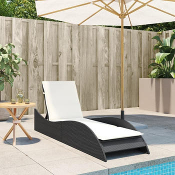 vidaXL Relaxliege mit Auflage 60x205x73 cm Polyrattan schwarz/wei&szlig;