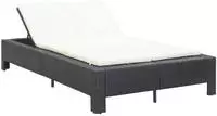 vidaXL 2-Personen-Sonnenliege mit Auflage Schwarz Poly Rattan