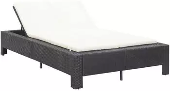 vidaXL 2-Personen-Sonnenliege mit Auflage Poly Rattan Schwarz (46238)