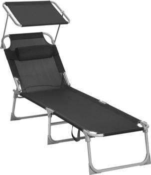 Songmics Modante Sonnenliege 53 x 29.5 x 193 cm schwarz (GCB192B01)