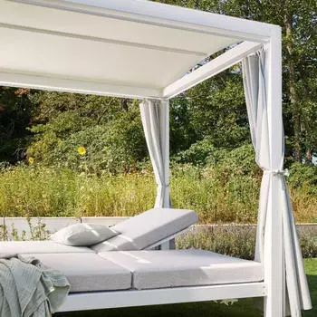 Home Deluxe LYON Sonnenliege mit Abdeckung 208x188cm wei&szlig;